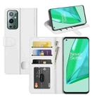 For OnePlus 9 Pro R64 Texture Single Horizontal Flip Protective Case with Holder & Card Slots & Wallet& Photo Frame(White) - 1