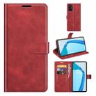 For OnePlus 9R Retro Calf Pattern Buckle Horizontal Flip Leather Case with Holder & Card Slots & Wallet(Red) - 1