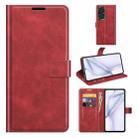 For Huawei P50 Retro Calf Pattern Buckle Horizontal Flip Leather Case with Holder & Card Slots & Wallet(Red) - 1