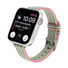 Woven Canvas Nylon Wrist Strap Watch Band For Series 7 41mm / 6 & SE & 5 & 4 40mm / 3 & 2 & 1 38mm(Pink Green) - 1