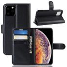 For iPhone 11 Pro Max Litchi Skin PU Leather Wallet Stand Mobile Casing (Black) - 1