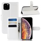 For iPhone 11 Pro Max Litchi Skin PU Leather Wallet Stand Mobile Casing (White) - 1