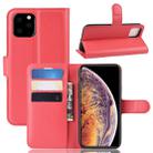 For iPhone 11 Pro Max Litchi Skin PU Leather Wallet Stand Mobile Casing (Red) - 1