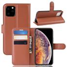 For iPhone 11 Pro Max Litchi Skin PU Leather Wallet Stand Mobile Casing (Brown) - 1