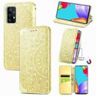 For Samsung Galaxy A52 5G / 4G Blooming Mandala Embossed Pattern Magnetic Horizontal Flip Leather Case with Holder & Card Slots & Wallet(Yellow) - 1