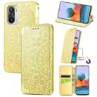 For Xiaomi Redmi K40 / K40 Pro Blooming Mandala Embossed Pattern Magnetic Horizontal Flip Leather Case with Holder & Card Slots & Wallet(Yellow) - 1