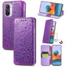 For Xiaomi Redmi K40 / K40 Pro Blooming Mandala Embossed Pattern Magnetic Horizontal Flip Leather Case with Holder & Card Slots & Wallet(Purple) - 1