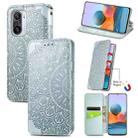 For Xiaomi Redmi K40 / K40 Pro Blooming Mandala Embossed Pattern Magnetic Horizontal Flip Leather Case with Holder & Card Slots & Wallet(Grey) - 1