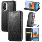 For Xiaomi Redmi K40 / K40 Pro Blooming Mandala Embossed Pattern Magnetic Horizontal Flip Leather Case with Holder & Card Slots & Wallet(Black) - 1