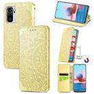 For Xiaomi Redmi Note 10 4G Blooming Mandala Embossed Pattern Magnetic Horizontal Flip Leather Case with Holder & Card Slots & Wallet(Yellow) - 1