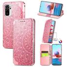 For Xiaomi Redmi Note 10 4G Blooming Mandala Embossed Pattern Magnetic Horizontal Flip Leather Case with Holder & Card Slots & Wallet(Pink) - 1