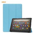 ENKAY PU Leather + Plastic Smart Case with Three-folding Holder for Amazon Fire HD 10 / 10 Plus (2021)(Light Blue) - 1