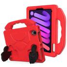 For iPad mini 6 EVA Material Children Flat Anti Falling Cover Protective Shell with Thumb Bracket(Red) - 1