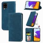 For Samsung Galaxy A22 4G (EU Version) Retro Skin Feel Business Magnetic Horizontal Flip Leather Case With Holder & Card Slots & Wallet & Photo Frame(Blue) - 1
