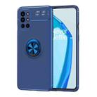 For OnePlus 9R Metal Ring Holder 360 Degree Rotating TPU Case(Blue+Blue) - 1