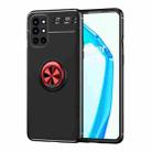 For OnePlus 9R Metal Ring Holder 360 Degree Rotating TPU Case(Black+Red) - 1