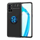 For OnePlus 9R Metal Ring Holder 360 Degree Rotating TPU Case(Black+Blue) - 1