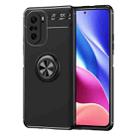 For Redmi K40 Pro+ Metal Ring Holder 360 Degree Rotating TPU Case(Black+Black) - 1