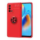 For OPPO A74 4G Metal Ring Holder 360 Degree Rotating TPU Case(Red+Red) - 1