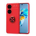 For Huawei P50 Metal Ring Holder 360 Degree Rotating TPU Case(Red+Red) - 1