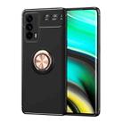 For OPPO Realme X7 Pro Ultra Metal Ring Holder 360 Degree Rotating TPU Case(Black+Rose Gold) - 1