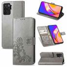 For OPPO A94 4G/ F19 Pro Four-leaf Clasp Embossed Buckle Mobile Phone Protection Leather Case with Lanyard & Card Slot & Wallet & Bracket Function(Grey) - 1