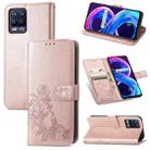 For OPPO Realme 8 5G / Realme V13 5G Four-leaf Clasp Embossed Buckle Mobile Phone Protection Leather Case with Lanyard & Card Slot & Wallet & Bracket Function(Rose Gold) - 1