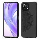 For Xiaomi Mi 11 Lite Mandala Embossed Cloth Cover PC + TPU Mobile Phone Case with Magnetic Function and Hand Strap(Black) - 1