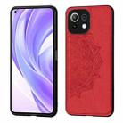 For Xiaomi Mi 11 Lite Mandala Embossed Cloth Cover PC + TPU Mobile Phone Case with Magnetic Function and Hand Strap(Red) - 1