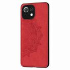 For Xiaomi Mi 11 Lite Mandala Embossed Cloth Cover PC + TPU Mobile Phone Case with Magnetic Function and Hand Strap(Red) - 2