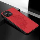 For Xiaomi Mi 11 Lite Mandala Embossed Cloth Cover PC + TPU Mobile Phone Case with Magnetic Function and Hand Strap(Red) - 3