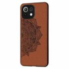 For Xiaomi Mi 11 Lite Mandala Embossed Cloth Cover PC + TPU Mobile Phone Case with Magnetic Function and Hand Strap(Brown) - 2