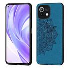 For Xiaomi Mi 11 Lite Mandala Embossed Cloth Cover PC + TPU Mobile Phone Case with Magnetic Function and Hand Strap(Blue) - 1