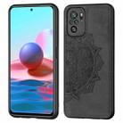For Xiaomi Redmi Note10 4G Mandala Embossed Cloth Cover PC + TPU Mobile Phone Case with Magnetic Function and Hand Strap(Black) - 1