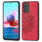 For Xiaomi Redmi Note10 4G Mandala Embossed Cloth Cover PC + TPU Mobile Phone Case with Magnetic Function and Hand Strap(Red) - 1