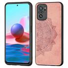 For Xiaomi Redmi Note10 4G Mandala Embossed Cloth Cover PC + TPU Mobile Phone Case with Magnetic Function and Hand Strap(Rose Gold) - 1