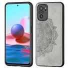For Xiaomi Redmi Note10 4G Mandala Embossed Cloth Cover PC + TPU Mobile Phone Case with Magnetic Function and Hand Strap(Grey) - 1