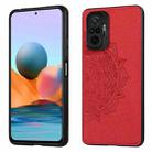 For Xiaomi Redmi Note 10 Pro Mandala Embossed Cloth Cover PC + TPU Mobile Phone Case with Magnetic Function and Hand Strap(Red) - 1