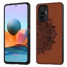 For Xiaomi Redmi Note 10 Pro Mandala Embossed Cloth Cover PC + TPU Mobile Phone Case with Magnetic Function and Hand Strap(Brown) - 1