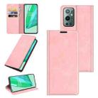 For OnePlus 9 Pro Retro-skin Business Magnetic Suction Leather Case with Holder & Card Slots & Wallet(Pink) - 1