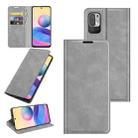 For Xiaomi Redmi Note 10 5G Retro-skin Business Magnetic Suction Leather Case with Holder & Card Slots & Wallet(Grey) - 1