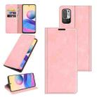 For Xiaomi Redmi Note 10 5G Retro-skin Business Magnetic Suction Leather Case with Holder & Card Slots & Wallet(Pink) - 1