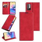 For Xiaomi Redmi Note 10 5G Retro-skin Business Magnetic Suction Leather Case with Holder & Card Slots & Wallet(Red) - 1