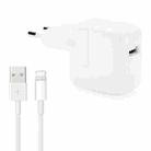 12W USB Charger + USB to 8 Pin Data Cable for iPad / iPhone / iPod Series, EU Plug - 1