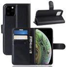 For iPhone 11 Pro Litchi Skin PU Leather Wallet Stand Mobile Casing (Black) - 1
