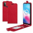 For Alcatel 1S 2021/3L 2021 R64 Texture Single Vertical Flip Leather Protective Case with Card Slots & Photo Frame(Red) - 1