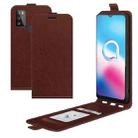 For Alcatel 1S 2021/3L 2021 R64 Texture Single Vertical Flip Leather Protective Case with Card Slots & Photo Frame(Brown) - 1