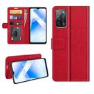 For OPPO A55 5G R64 Texture Single Horizontal Flip Protective Case with Holder & Card Slots & Wallet & Photo Frame(Red) - 1