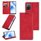 For OPPO A55 5G Retro-skin Business Magnetic Suction Leather Case with Holder & Card Slots & Wallet(Red) - 1