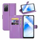 For OPPO A55 5G Litchi Texture Horizontal Flip Protective Case with Holder & Card Slots & Wallet(Purple) - 1